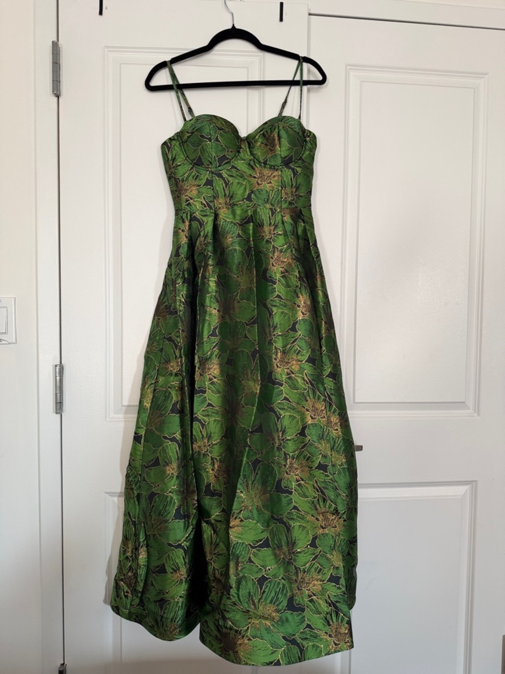 Fashion Nova Green Floral Bustier Midi Dress